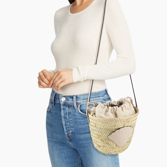 Poolside Mini Ibiza Handwoven Basket Crossbody Bag Coconut - Picture 14 of 16